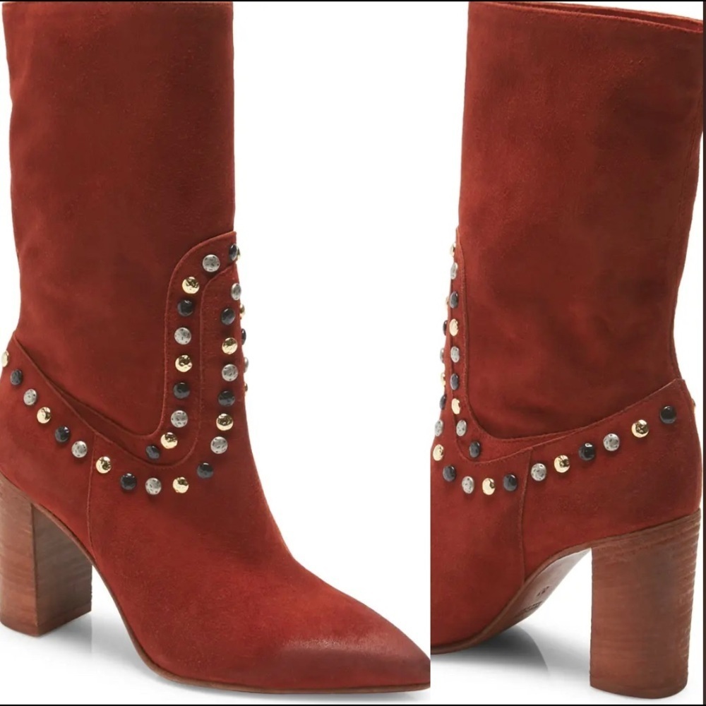Gorgeous NWT NIB Free People Suede Studded Dakota Boot in Gingersnap Size 7.5​​​